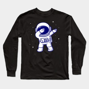 Cute Astronaut Dabbing Cartoon Long Sleeve T-Shirt